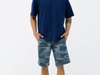 Indigo Sleeve Detailed Basic Oversize Men's T-Shirt - 88193
