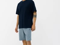 Navy Blue Sleeve Detailed Basic Oversize Men's T-Shirt - 88193