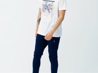 White Print Lettering O Collar Standard Fit Men's T-shirt - 88170