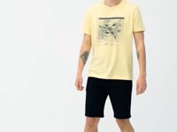 Yellow Print O Collar Standard Fit Men's T-shirt - 88170