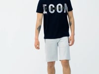 Navy Blue Printed Detailed O Collar Standard Fit Men's T-Shirt - 88187