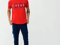 Red Print Detailed O Collar Standard Fit Men's T-Shirt - 88187