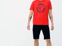 Red Pattern Printed Standard Fit Men's T-Shirt - 88231