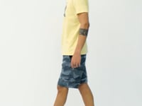 Yellow Print O Collar Standard Cut Men's T-Shirt - 88199