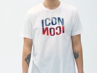 White Print Letter O Collar Standard Fit Men's T-Shirt - 88174