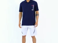 Navy Blue Pocket Detailed Printed Standard Fit Polo Collar Men's T-Shirt - 88241