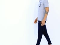 Grey Melange Detailed Printed Standard Fit Polo Collar Men's T-Shirt - 88241