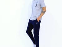 Navy Blue Logo Embroidered Side Pocketed Standard Fit Men's Tracksuit Bottom - 84967