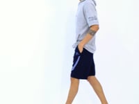 Navy Blue Printed Detail Embroidered Logo Regular Fit Men's Shorts - 81252