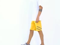 Mustard Front Back Print Detailed Standard Molded Rubber Waist Men's Shorts - 81250