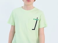 Light Green Pocket Detailed O Collar Standard Fit Boys T-Shirt - 11120