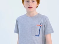 Grey Melange Neck Detailed O Collar Standard Fit Boys' T-Shirt - 11120