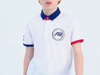 White Cuff Colored Logo Embroidered Standard Fit Polo Collar Boys T-Shirt - 11138