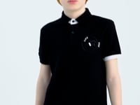 Black Cuff Colored Logo Embroidered Standard Fit Polo Collar Boys T-Shirt - 11138