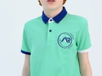 Cuff Colored Logo Embroidered Standard Fit Polo Collar Boys T-Shirt - 11138