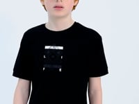 Black Detailed Printed Oversize Boys' T-Shirt - 11137
