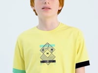 Colored Sleeve Cuff Detailed Printed Oversize Boys T-Shirt - 11137