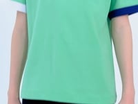 Olive Green Cuff Colored Detailed Printed Oversize Boys' T-Shirt - 11137