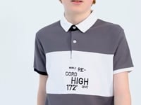 Dark Gray Gradient Embroidered Detailed Standard Fit Polo Collar Boys' T-Shirt - 11110