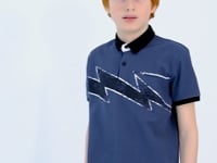 Forest Green Print Detailed Standard Fit Polo Collar Boys' T-Shirt - 11154
