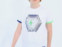 Colorful Detailed Printed Standard Cut White Cuffed Sleeve Boys' T-Shirt - 11156