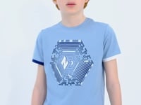 Light Blue Cuff Colored Detailed Printed Standard Fit Boys' T-Shirt - 11156