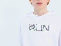 White Kangaroo Pocket Hooded Oversize Boys T-Shirt - 11160