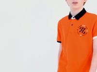 Orange Arm Chest Embroidery Detailed Standard Pattern Polo Collar Boys T-Shirt - 11086