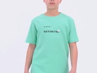 Forest Green Print Detailed O Collar Standard Fit Men's Kids T-Shirt - 11117