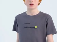 Dark Gray Print Detailed O Collar Standard Fit Men's Kids T-Shirt - 11117