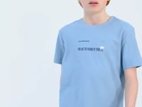 Light Blue Print Detailed O Collar Standard Fit Boy's T-Shirt - 11117