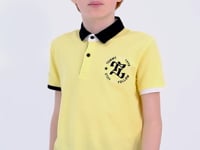 Yellow Arm Chest Embroidery Detailed Standard Pattern Polo Collar Boys T-Shirt - 11086