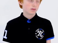 Black Arm Chest Embroidered Standard Pattern Polo Collar Boys T-Shirt - 11086
