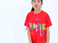 Fiesta Print Letter O Collar Oversize Short Sleeve Girls' T-Shirt - 75112