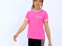 Sugar Pink Minimal Print O Collar Comfort Fit Short Sleeve Girls T-Shirt - 75110