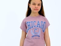 Dried Rose O Collar Low Shoulder Comfort Fit Short Sleeve Girls T-Shirt - 75128