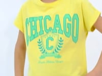 Yellow O Collar Low Shoulder Comfort Fit Short Sleeve Girls T-Shirt - 75128