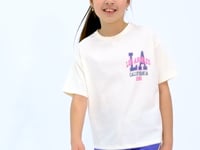 Ecru Front Back Print O Collar Oversize Short Sleeve Girls' T-Shirt - 75127