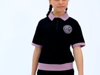 Black Collar Short Sleeve Comfort Fit Girls' Shorts Set - 75131