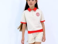 Ecru Collared Short Sleeve Comfortable Fit Girls' Shorts Set - 75131