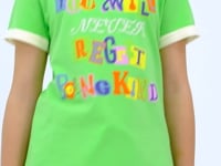 Neon Green Color Detailed O Collar Comfort Fit Girls T-Shirt - 75109