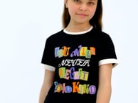 Black Color Detailed O Collar Comfort Fit Girls T-Shirt - 75109
