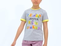 Grey Melange Color Detailed O Collar Comfort Fit Girls T-Shirt - 75109