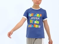 Petrol Colored Writing Detailed O Collar Comfort Fit Girls T-Shirt - 75109