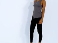 Dark Gray Slit Detailed O Collar Sleeveless Standard Fit Women's Sports Singlet - 97256