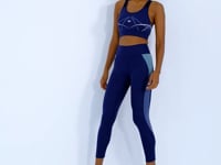 Indigo Front Back Print Detailed U Collar Slim Fit Women's Sports Bustier - 97252