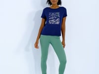 Indigo Pre-Printed Back V-Neck Standard Fit Short Sleeve Women's Sports T-Shirt - 97264