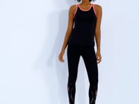 Black Double Strap Back Detailed Standard Fit Women's Sports Singlet - 97258