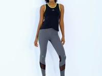 Black Logo Printed Binding Trim Standard Cut Women's Sports Singlet - 97255