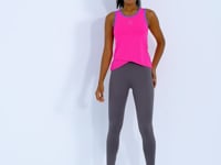 Fuchsia Logo Printed Binding Striped Standard Cut Women's Sports Singlet - 97255